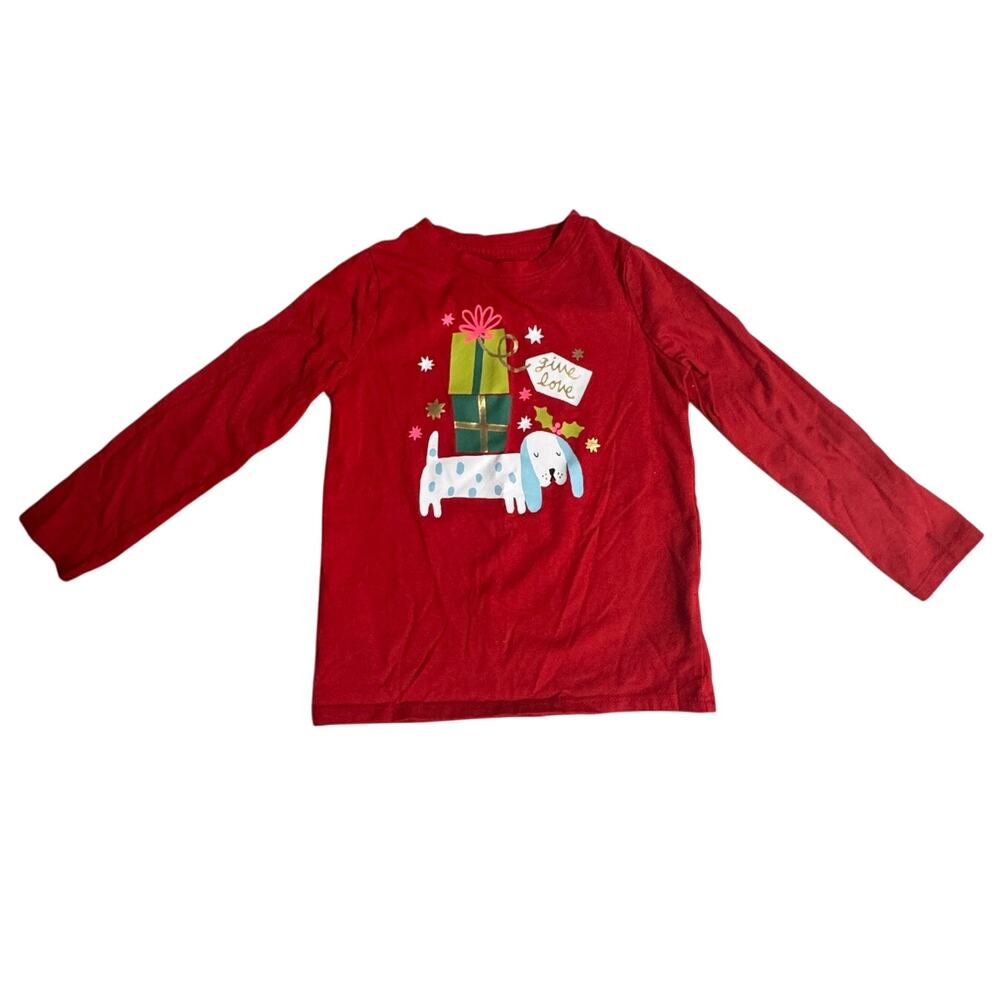 Cat & Jack XS (4/5) Top Holiday Christmas Present Print Casual Everyday Basic